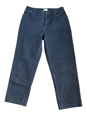 100% Cotton L.L. Bean Navy Cropped Straight-Leg Jeans